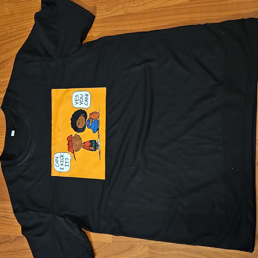 New Black Can I Kick It T-Shirt Made Unisex Large 100% Cotton